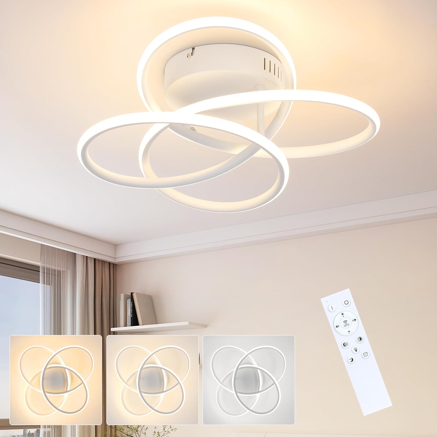 ZMH Lampada da soffitto plafoniera LED metallo 36 cm forma farfalla dimmerabile per soggiorno