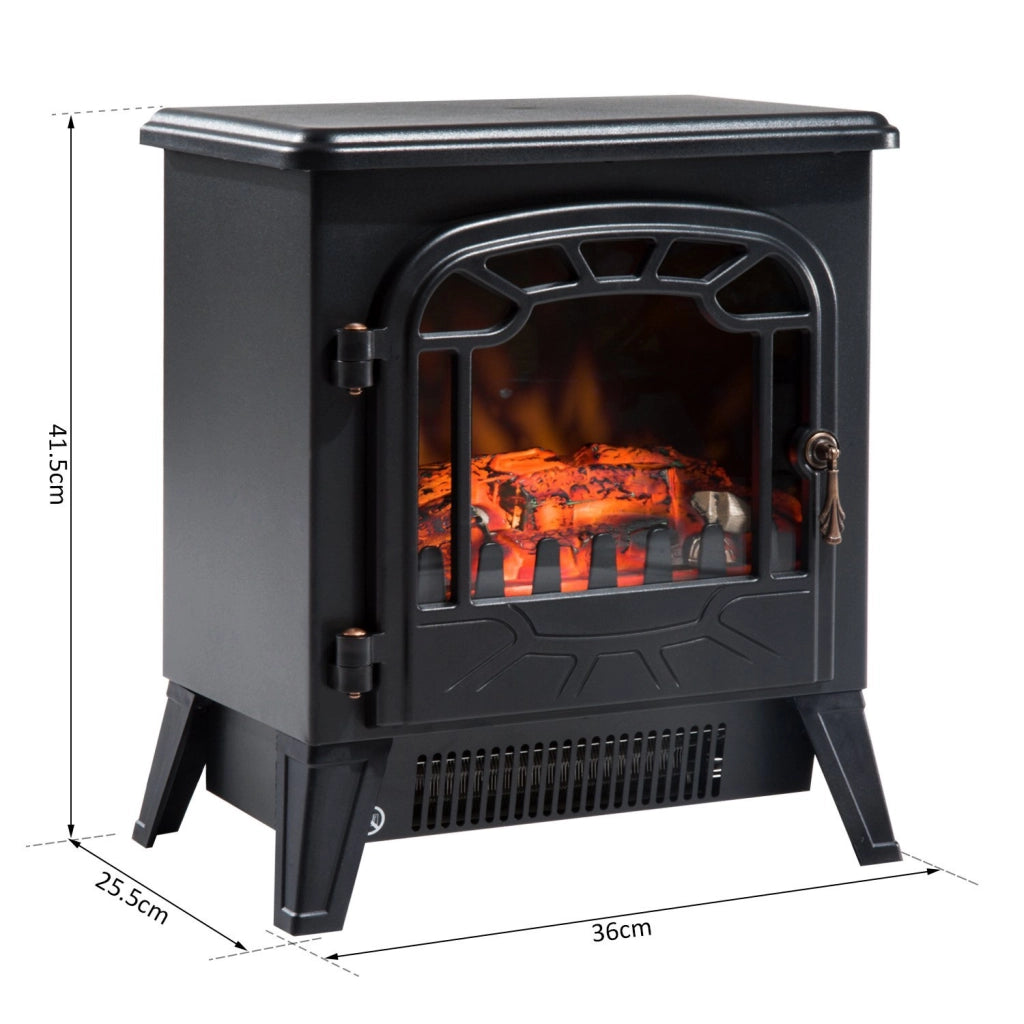 EasyComfort Camino Elettrico con Effetto Fiamma Regolabile, Caminetto Elettrico 925W/1850W con Temperatura Regolabile, Termostato, Protezione da Surriscaldamento, 36 x 25.5 x 41.5cm, Nero