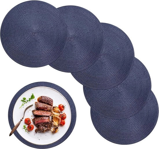 Set di piatti rotondi in plastica a forma di rete blu, imballaggio da 6 pezzi, piatti resistenti al calore e lavabili, set di 6 piatti per cucina, sala da pranzo, per uso domestico, ristoranti, hotel, esterni, feste