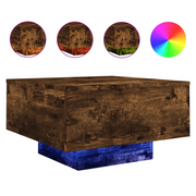 Tavolino da salotto | Tavolino da caff¨¨ | Tavolino da Soggiorno con Luci LED Rovere Fumo 55x55x31 cm