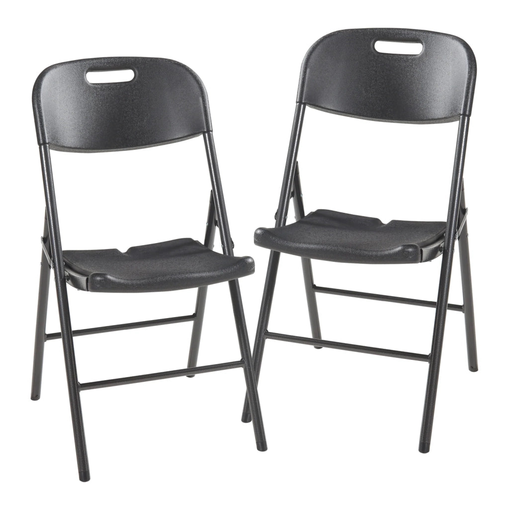 Set di 2 sedie pieghevoli da esterno per giardino campeggio e terrazza 87 x 46 x 53 cm nero 03_0009639