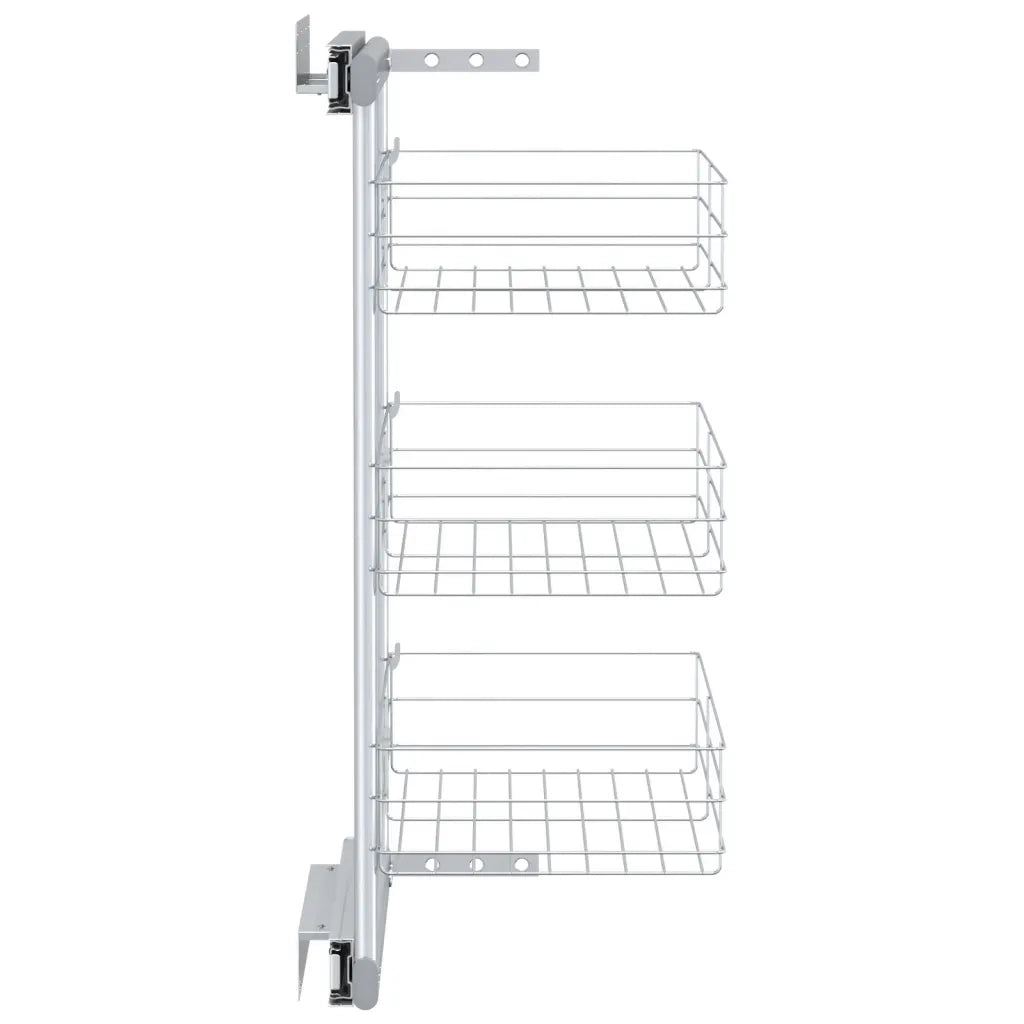 Cestino da Cucina in Rete a 3 Livelli-Scaffale per Cucina Argento 47x25x56 cm