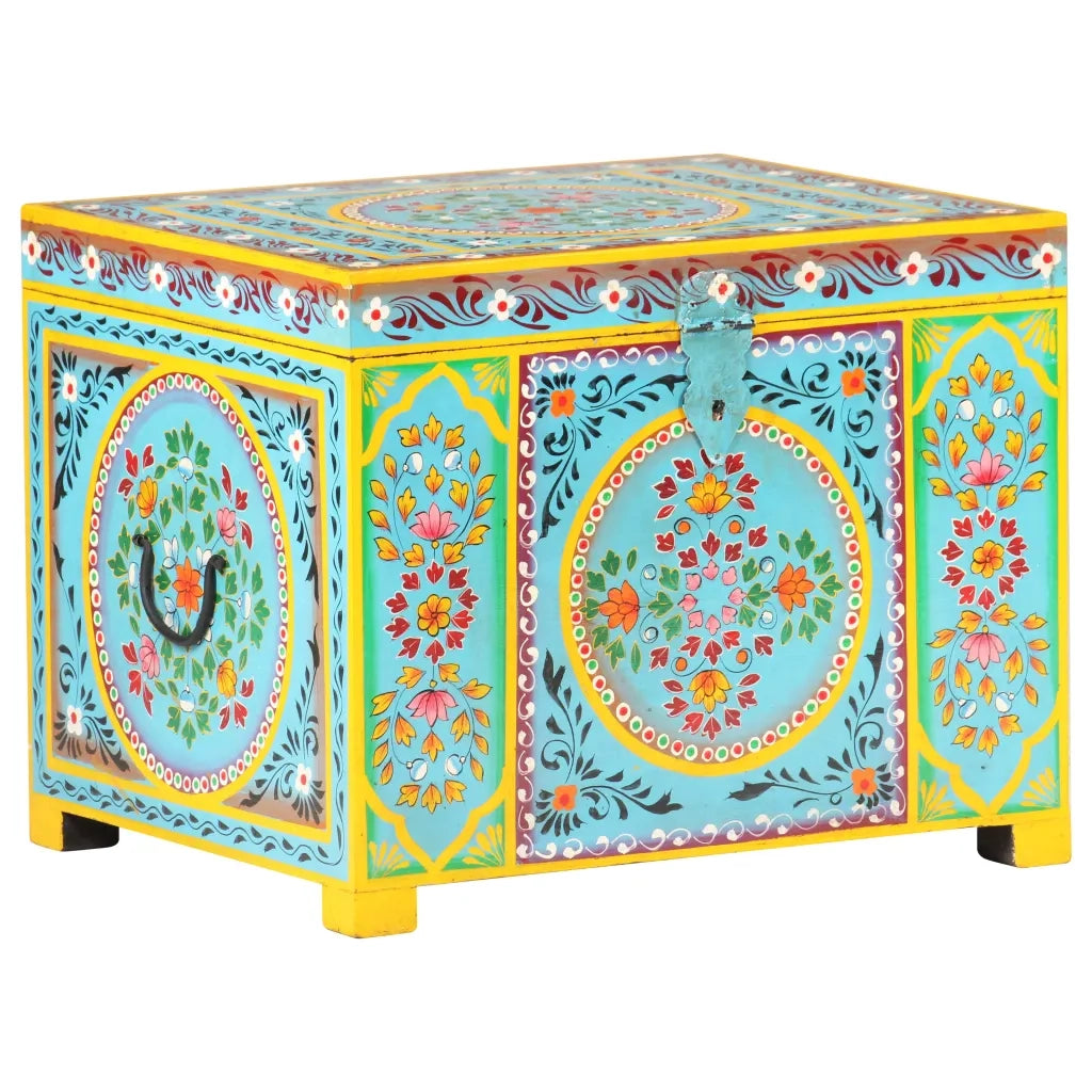 Baule Dipinto a Mano 50x40x40 cm in Legno Massello di Mango 323540