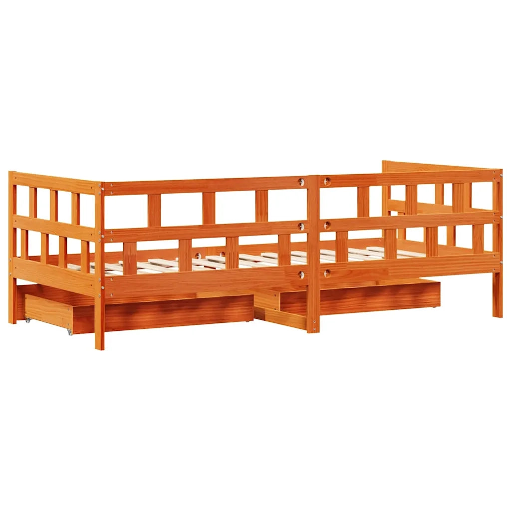 Divano letto | Sof¨¤ letto | Letto singolo con Cassetti senza Materasso 90x200 cm Legno