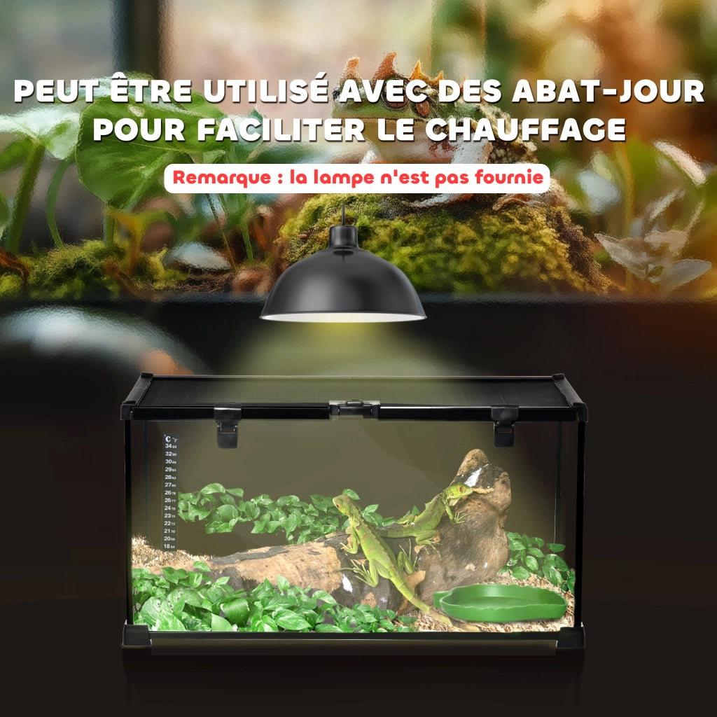 Terrario per Rettili ¨C Zephmum ¨C Nero Metallo Vetro 50x30x25 cm
