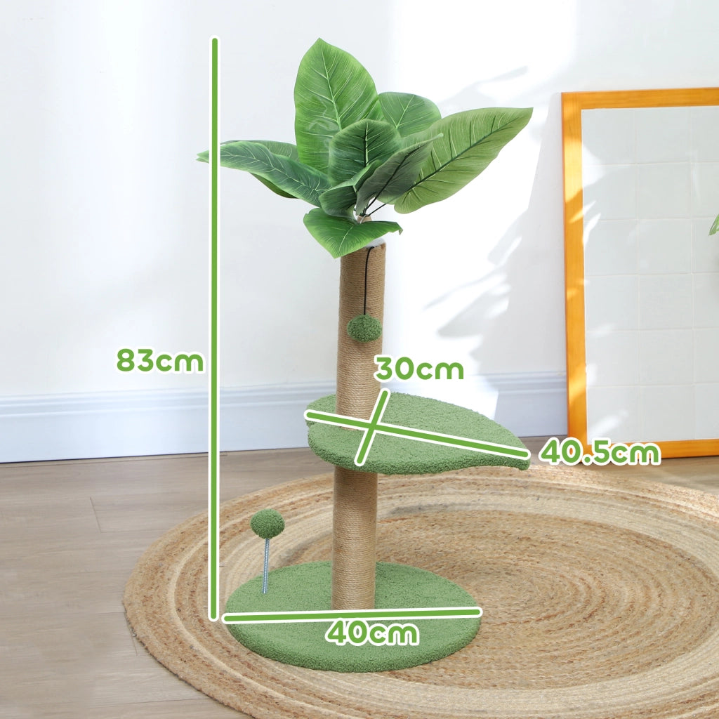 Albero per Gatti con Palo Graffiatoio e Piattaforme ¨C ZephMum ¨C Verde, Peluche e Truciolato, ?40x83 cm