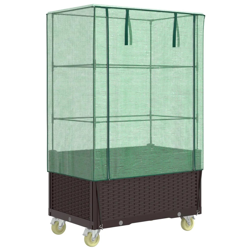 Letto Rialzato con Copertura e Ruote Effetto Rattan 80x50x182cm 4015808