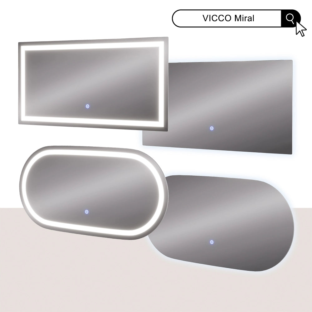Vicco Specchio bagno Vetro 80 x 40 cm con retroilluminazione