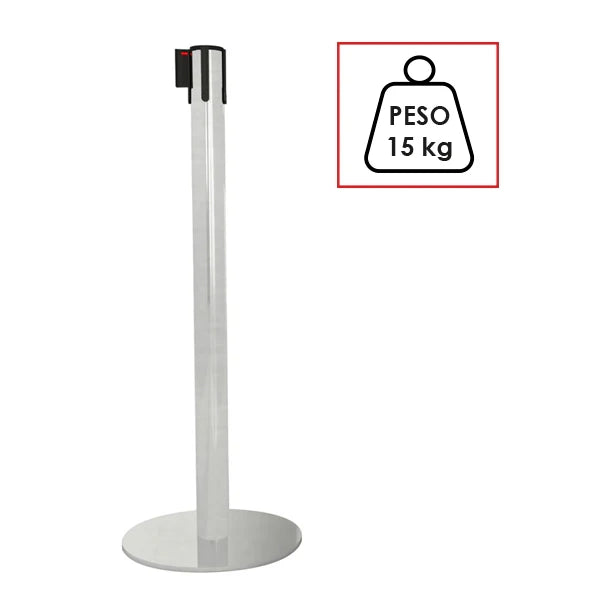 Colonnina segnapercorso Tendinastro acciaio spazzolato 15 kg 3 mt - bianco