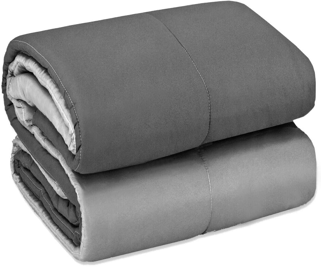 Trapunta Piumone Invernale Double Face 250gr Coperta Calda Letto 1 Pz Made In Italy Grigio