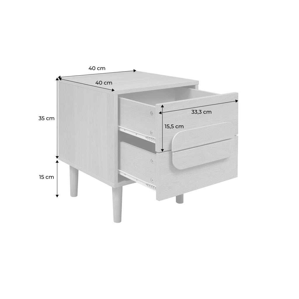 Set 2 comodini vintage effetto legno 2 cassetti, quercia