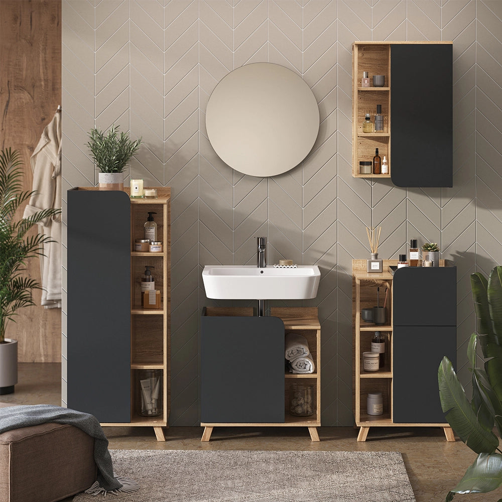 Vicco Set di mobili da bagno Antracite 5 parti