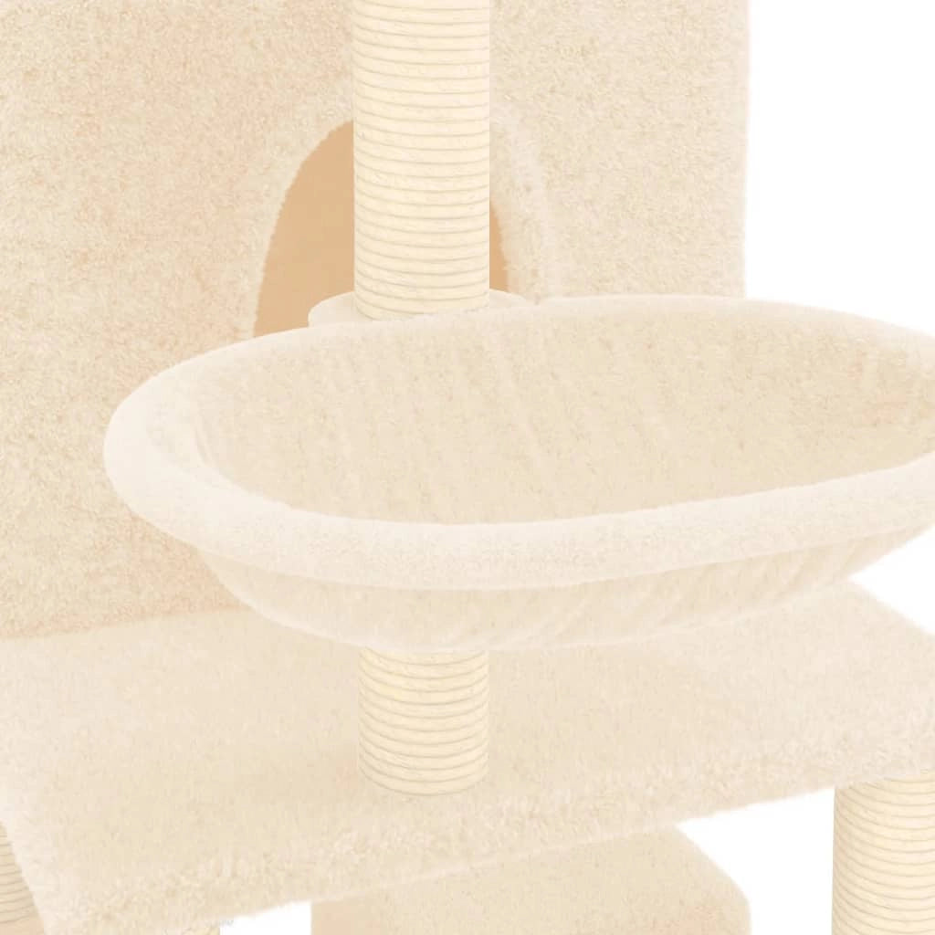 Tiragraffi per gatti Mobili per arrampicata su torre Tiragraffi piattaforma da arrampicata con tiragraffi in sisal 180 cm crema 02_0022503