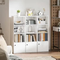 Libreria a 4 Livelli con Ripiani Aperti e Anta 40x30x120 cm Bianco