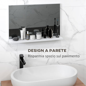 Specchio Bagno a Parete 60x12x40 cm con Mensola Bianco