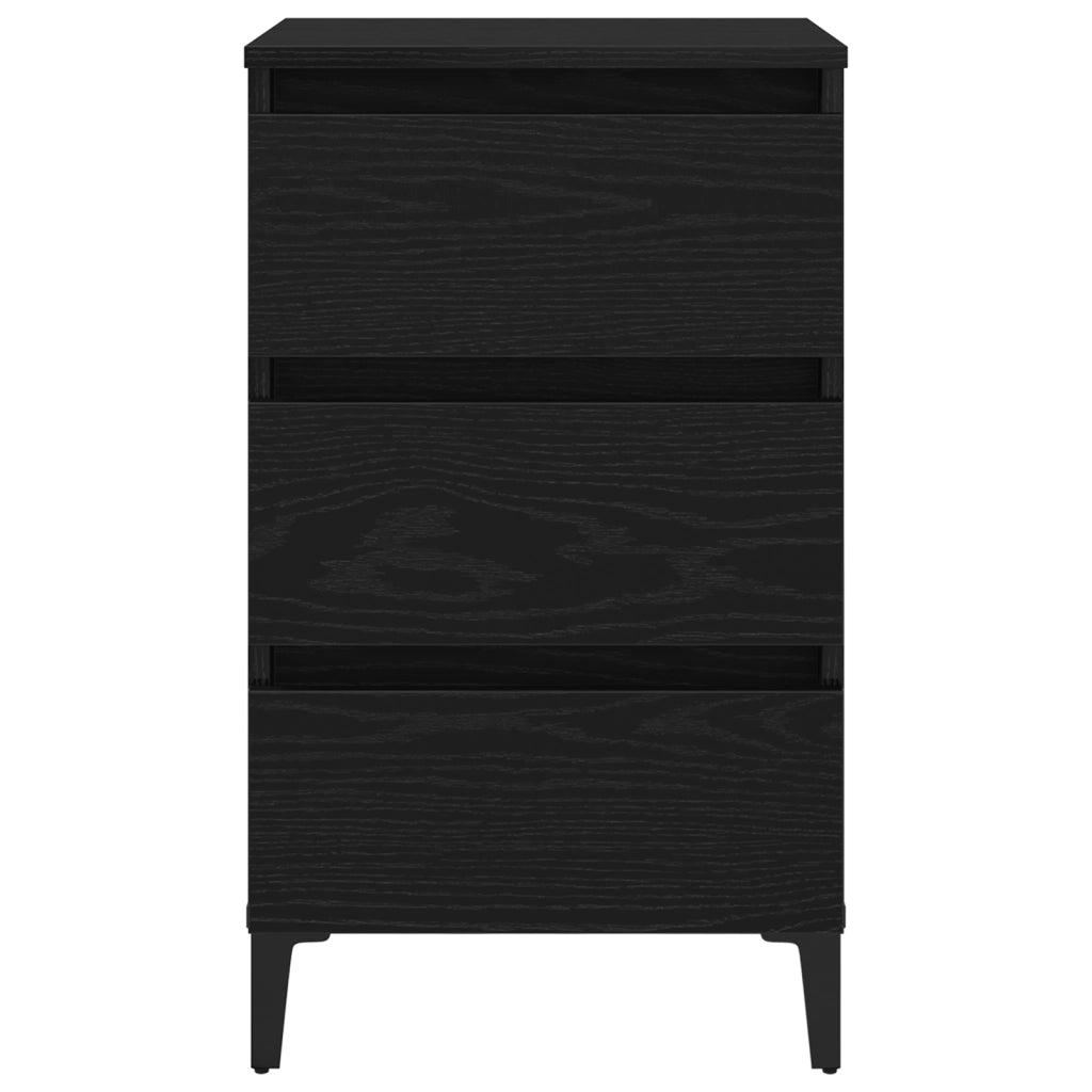 Comodino  con Gamba in Metallo Nero Rovere 40x35x69 cm
