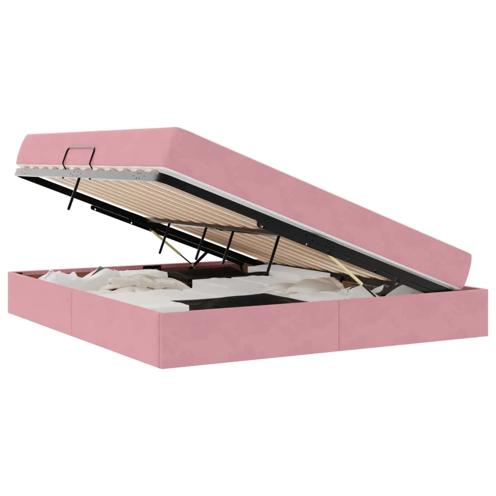 Letto con contenitore e materasso Rosa 180 x 200 cm Velluto 3399741
