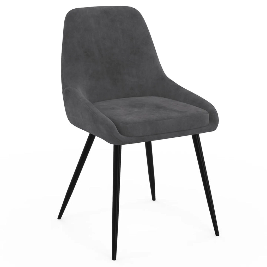 IDMarket - Set di 4 sedie THALYA in velluto grigio scuro con braccioli
