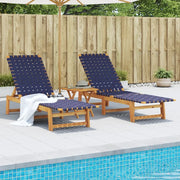 Lettini con Tavolino 2pz Blu Scuro in Legno Massello di Acacia 3214218