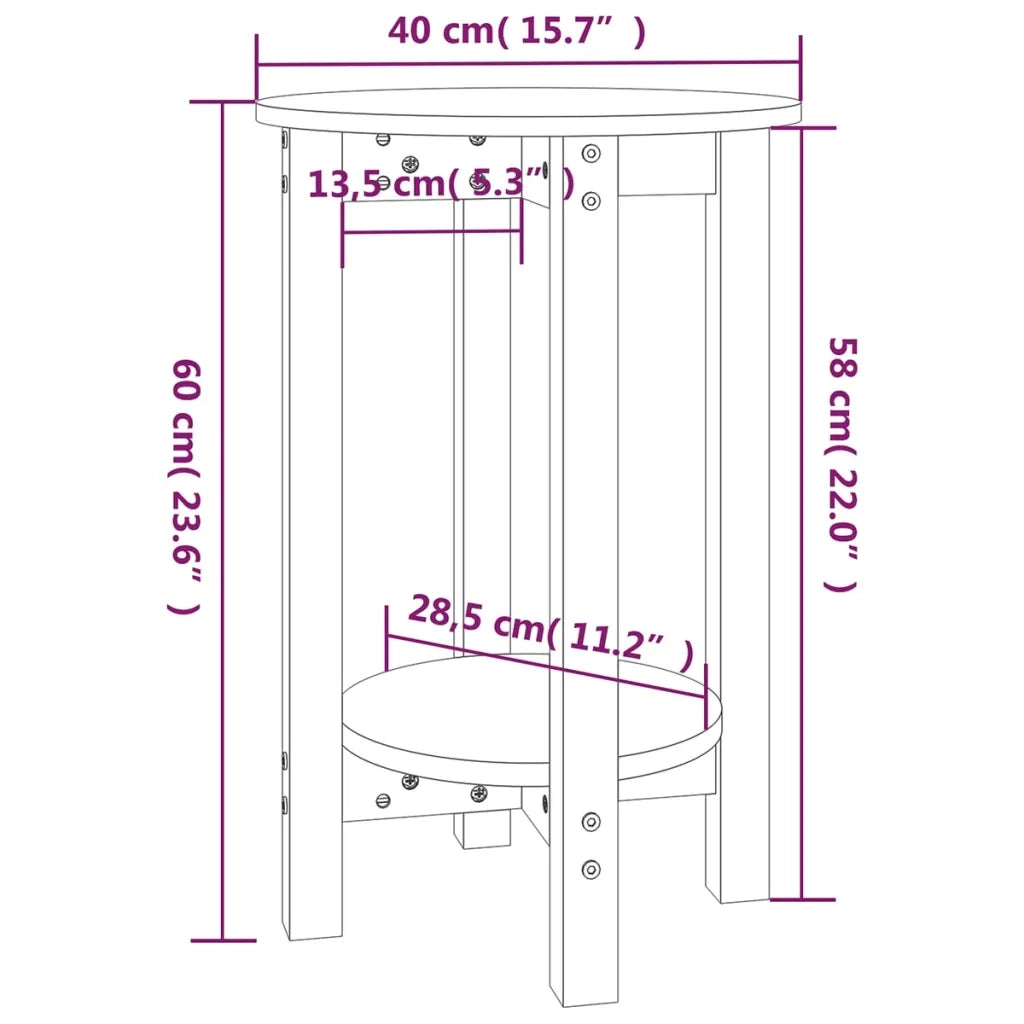 Tavolino da Salotto Bianco Ã˜ 40x60 cm in Legno Massello di Pino cod mxl 20067