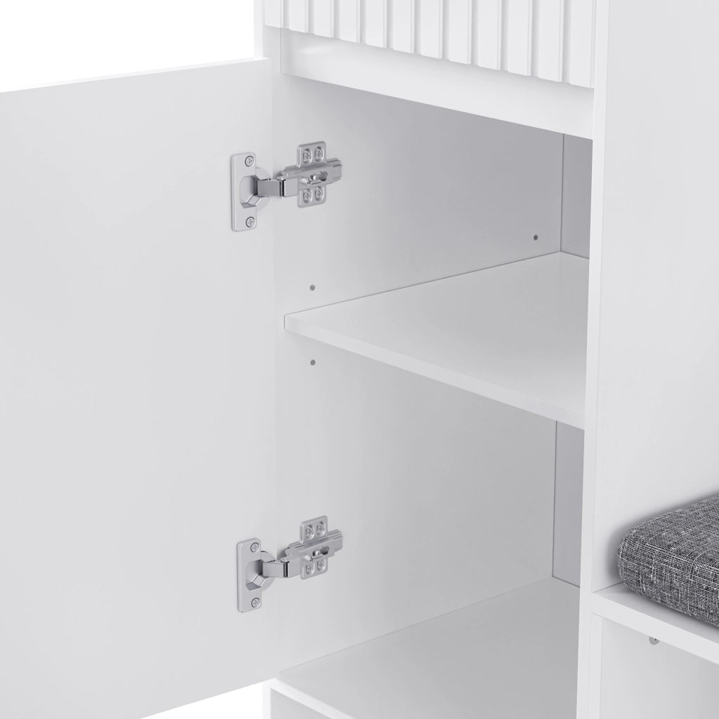 Guardaroba da ingresso multifunzione con panca e cassetti, bianco, MDF