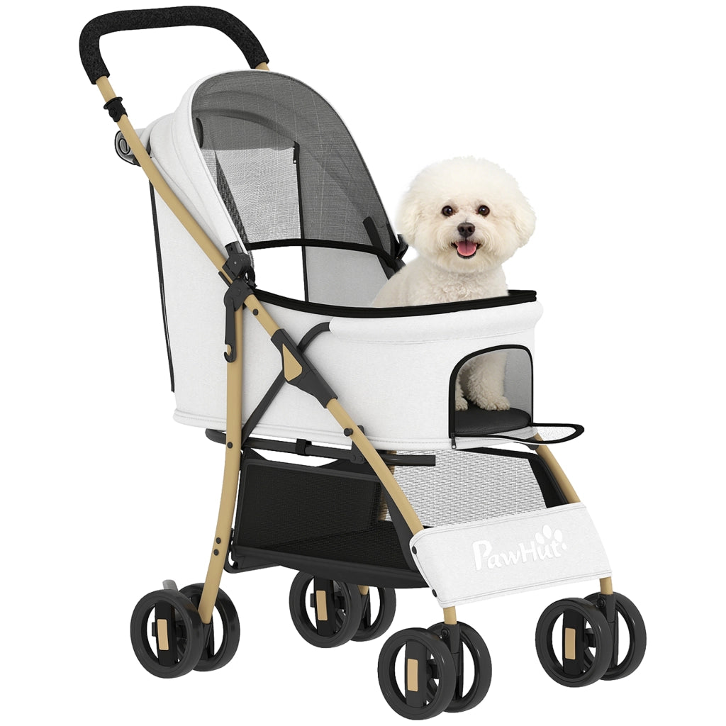 Passeggino per Animali Domestici ¨C Xylo ¨C 2 Porte Finestra a Rete Cestino 80x44,5x97cm Grigio