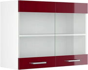 Mobile da cucina in vetro R-Line, Rosso lucido, 80 cm, per la libera combinazione all'interno di sistemi cucina modulari