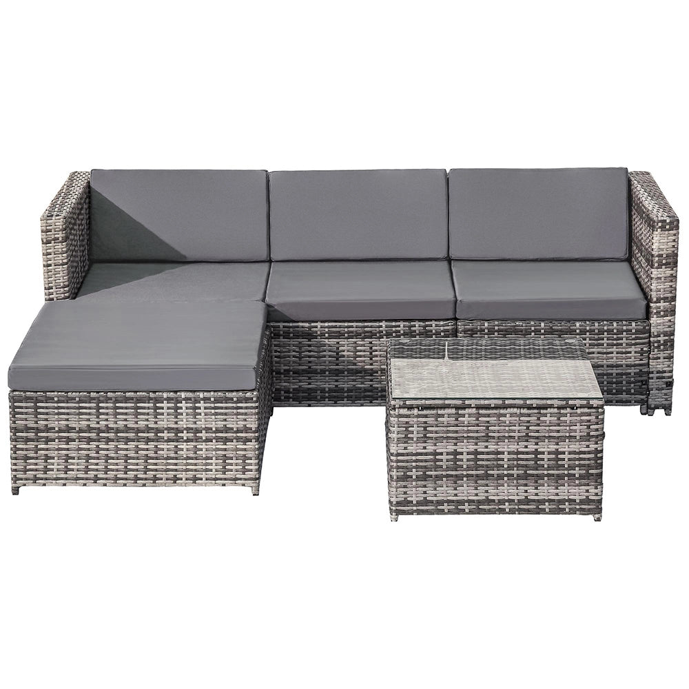 Set giardino - Xylo - angolare resinato con cuscini e vetro grigio