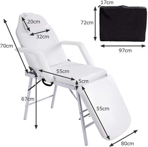 Poltrona da Massaggio, Lettino per Massaggio, Pieghevole e Reclinabile, Bianco