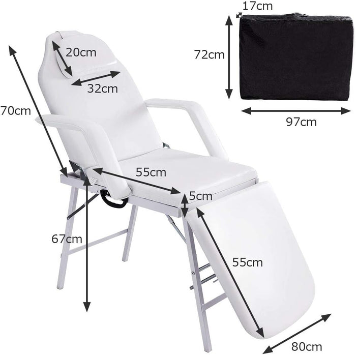 Poltrona da Massaggio, Lettino per Massaggio, Pieghevole e Reclinabile, Bianco