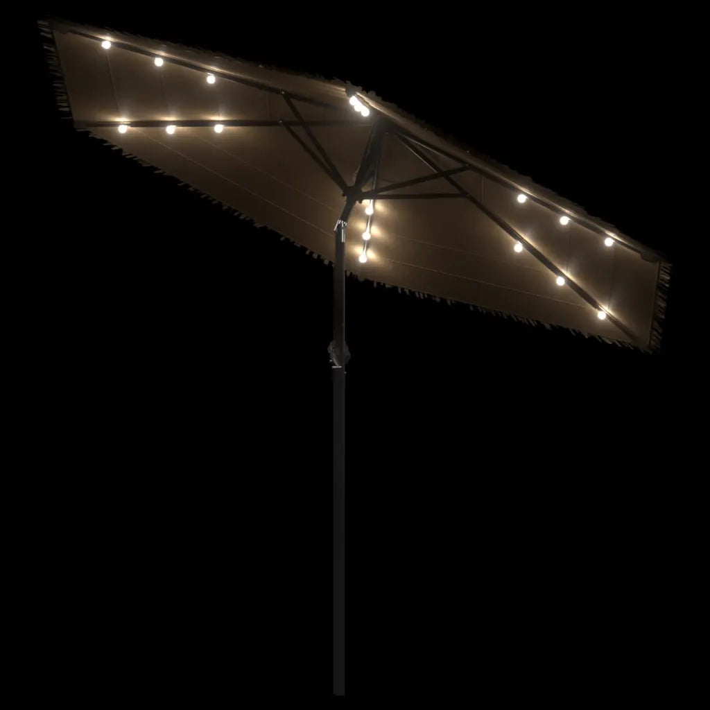 Ombrellone Giardino LED-Ombrello da Balcone e Palo in Acciaio Marrone 268x268x226cm