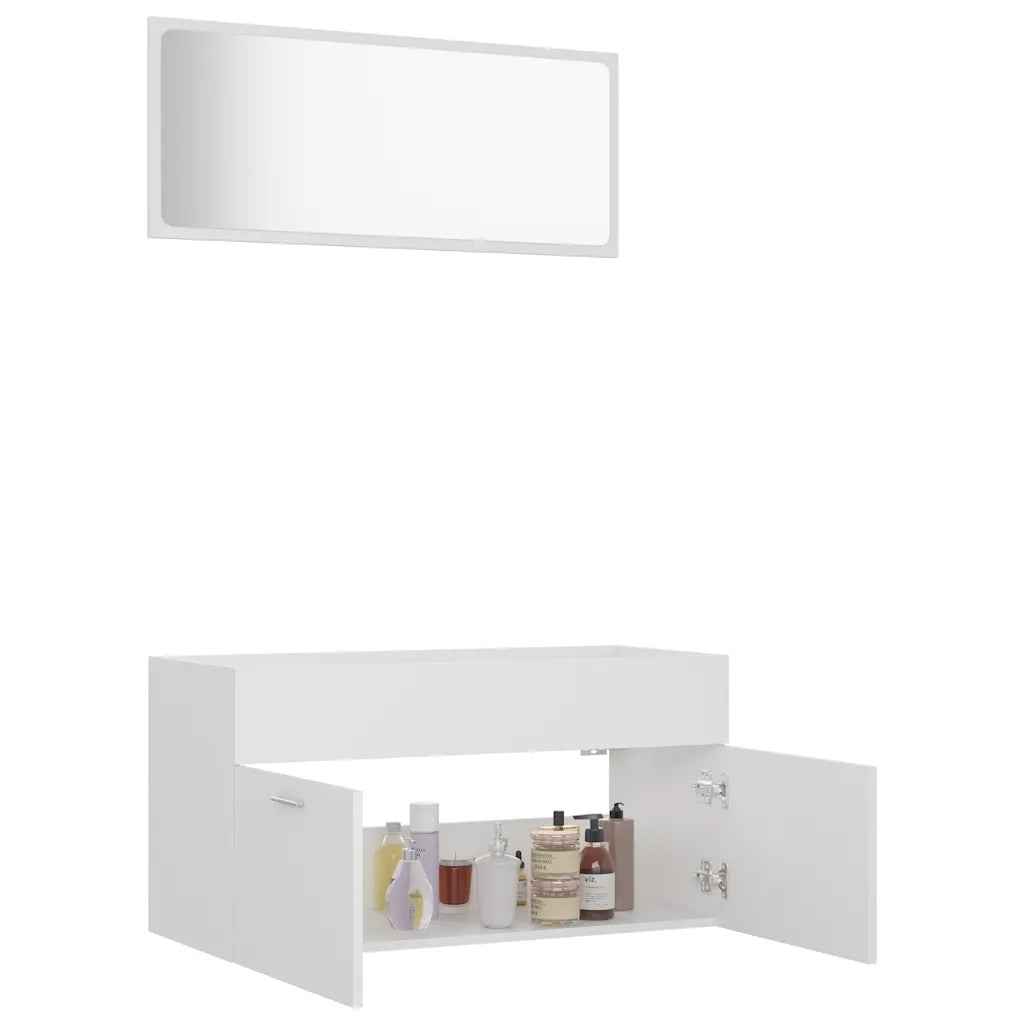 Set Mobili da Bagno 2 pz Bianco in Legno Multistrato 804800
