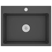 Lavello da Cucina Lavorato a Mano-Lavandino-Lavabo Nero Acciaio Inox 233038