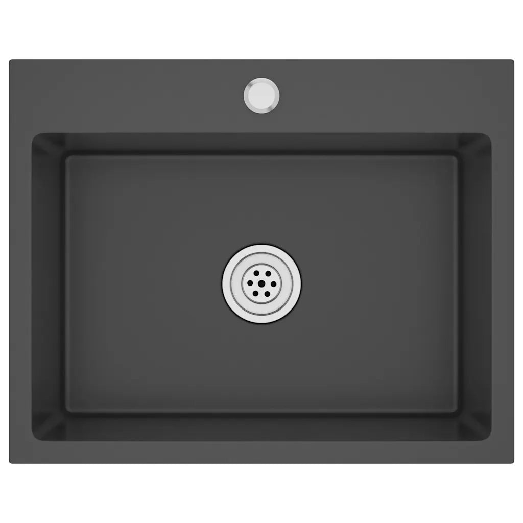 Lavello da Cucina Lavorato a Mano-Lavandino-Lavabo Nero Acciaio Inox 233038