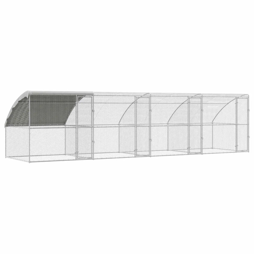 Gabbia per polli 4 pcs Argento 800 x 200 x 200 cm Acciaio e PE