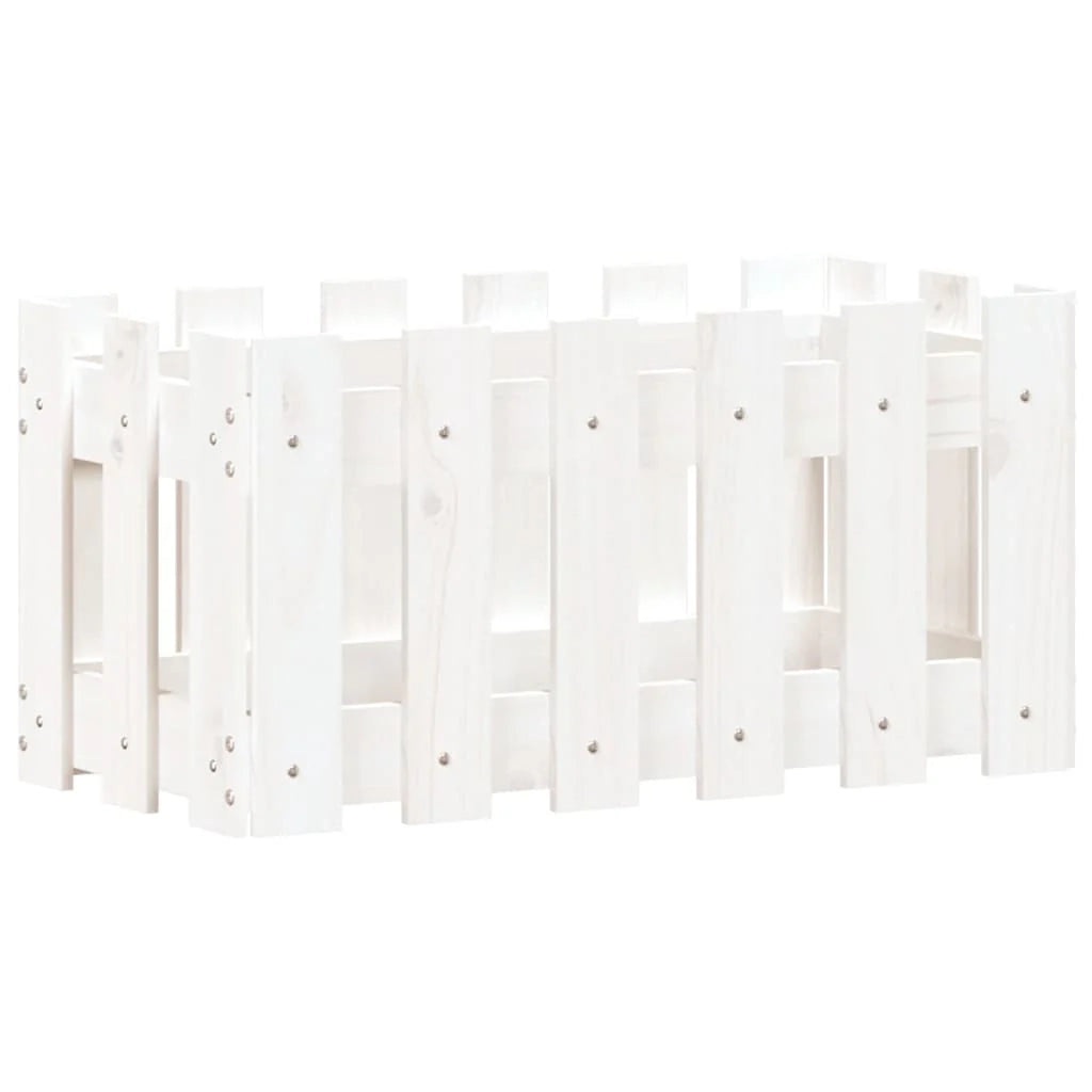 Fioriera rialzata per piante fiori e terrazze con design a recinzione 60 x 30 x 30 cm pino bianco massiccio 02_0038104