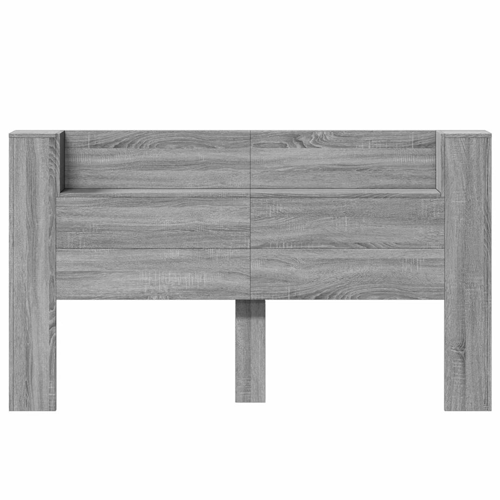 Testiera | Testata con Mobile e LED Sonoma grigia 180 x 16,5 x 103,5 cm
