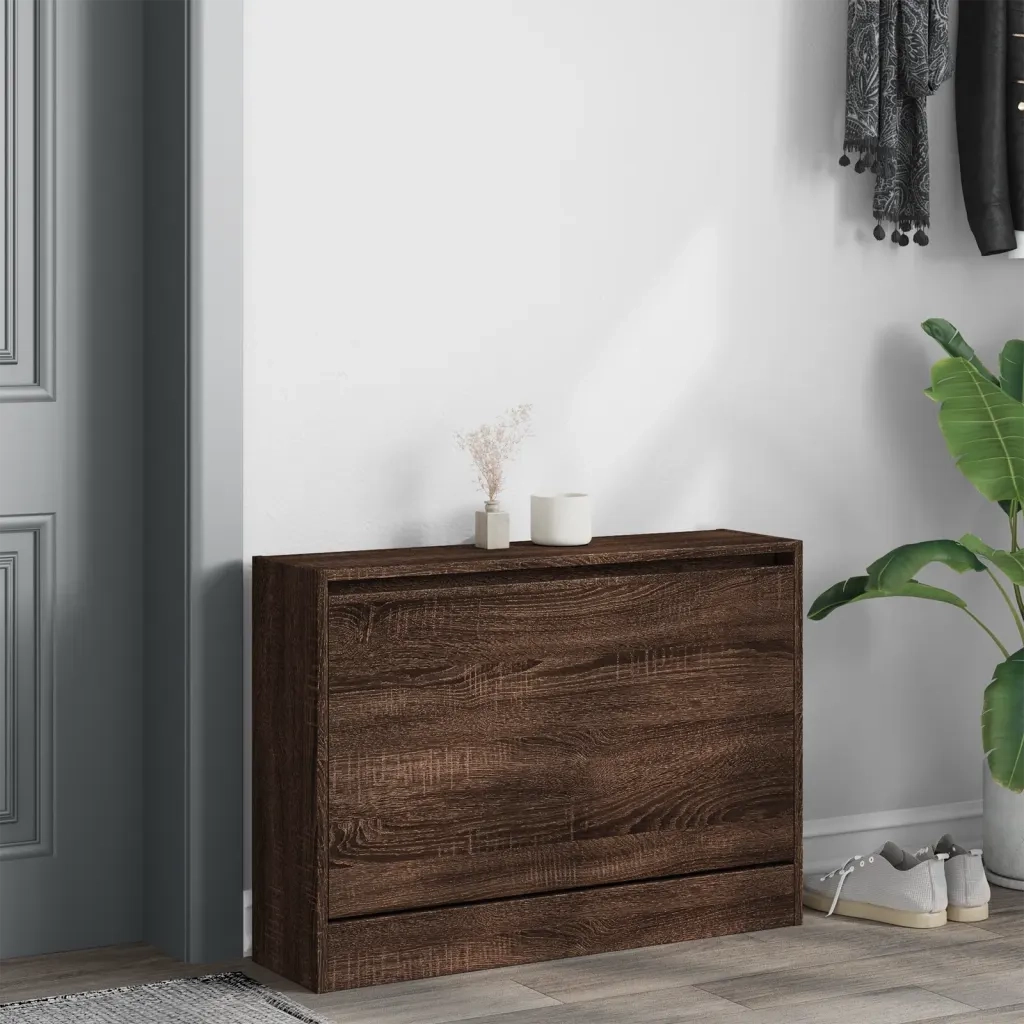Scarpiera Rovere Marrone 80x21x57 cm in Legno Multistrato 839916