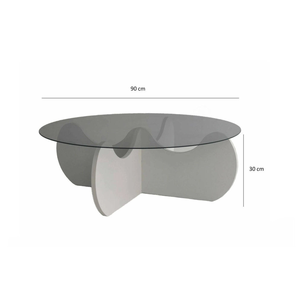 Willow, Tavolino da Salotto Effetto Fume, 90x90x30h cm Bianco