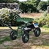 Sgabello per Giardinaggio con Ruote, Sedile da Giardino Regolabile in Altezza con Manico Estensibile, Cesto Portaoggetti, 2 Vassoi e 4 Ruote in Gomma (96,5 x 48,5 x 45,5-54,5 cm)