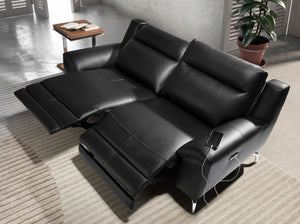 Divano relax a 2 posti in pelle nera