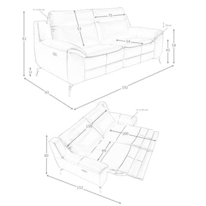 Divano relax a 2 posti in pelle nera