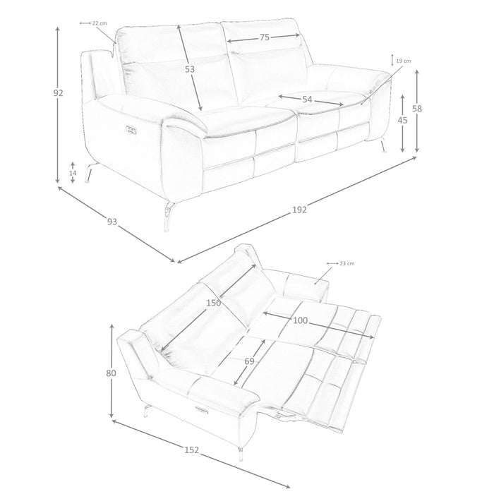 Divano relax a 2 posti in pelle nera