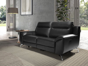 Divano relax a 2 posti in pelle nera