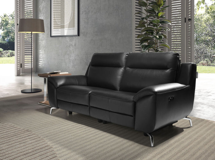Divano relax a 2 posti in pelle nera