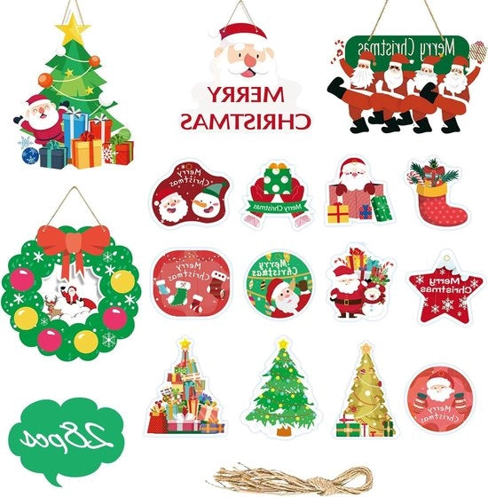 Decorazioni da Natale pendenti a 28 pezzi con etichette da regalo per doni