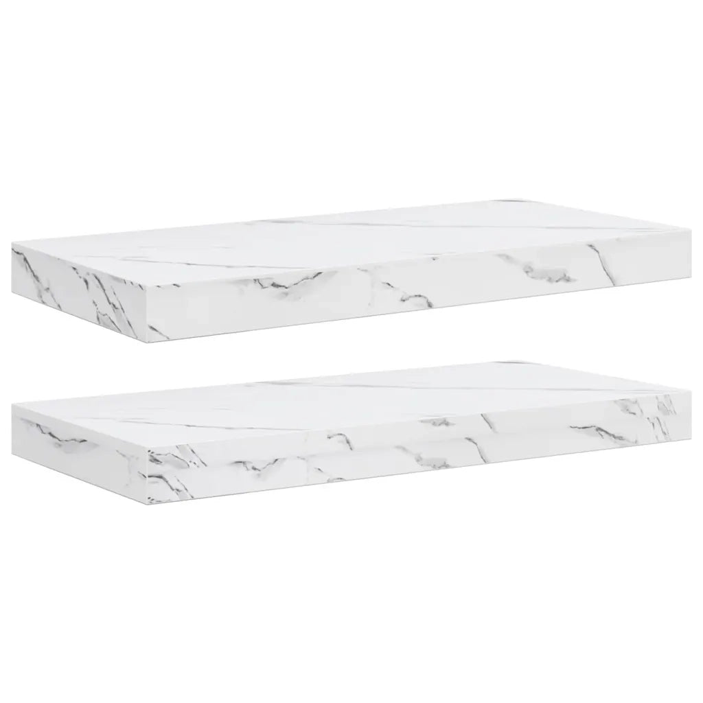 Scaffale da parete 2 pcs Marmo Bianco 50 x 23,5 x 4 cm 42019966