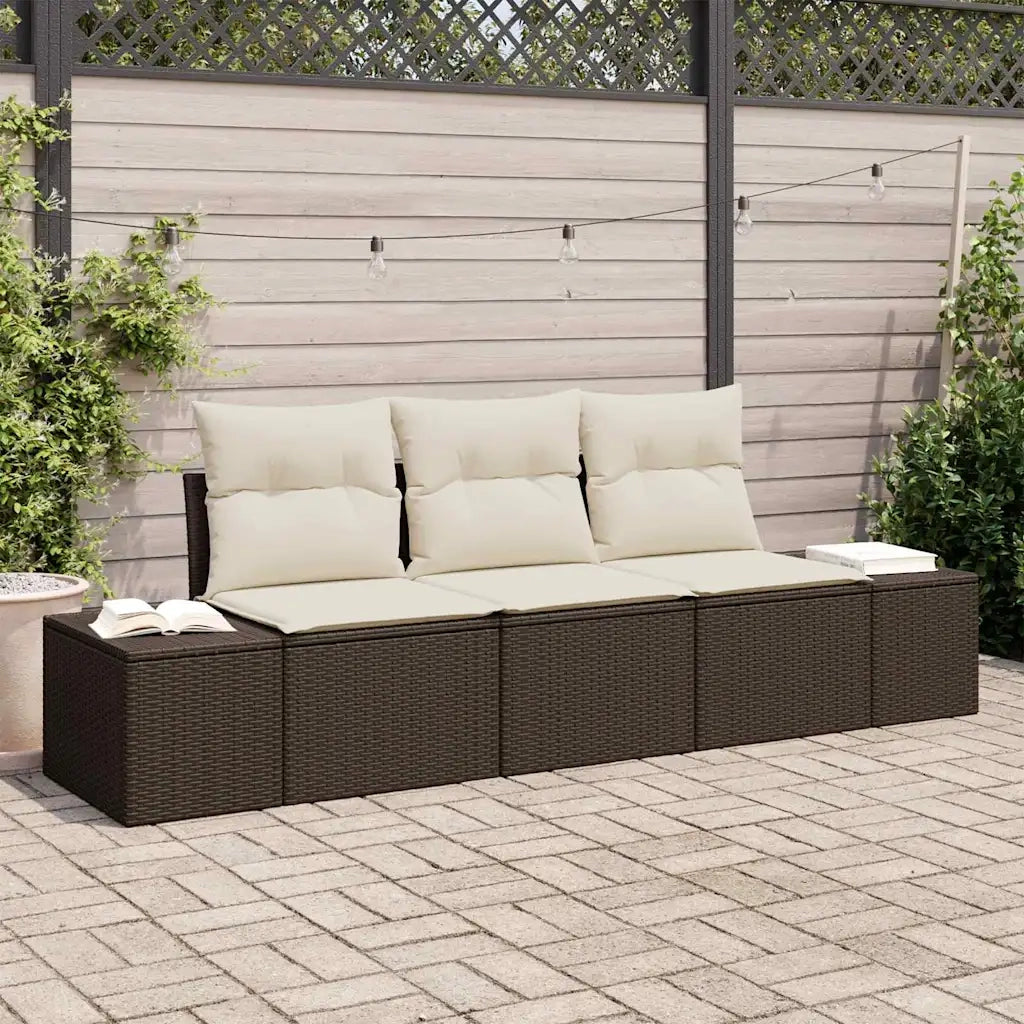 Set di divani con cuscino 3 pcs Marrone polyrattan