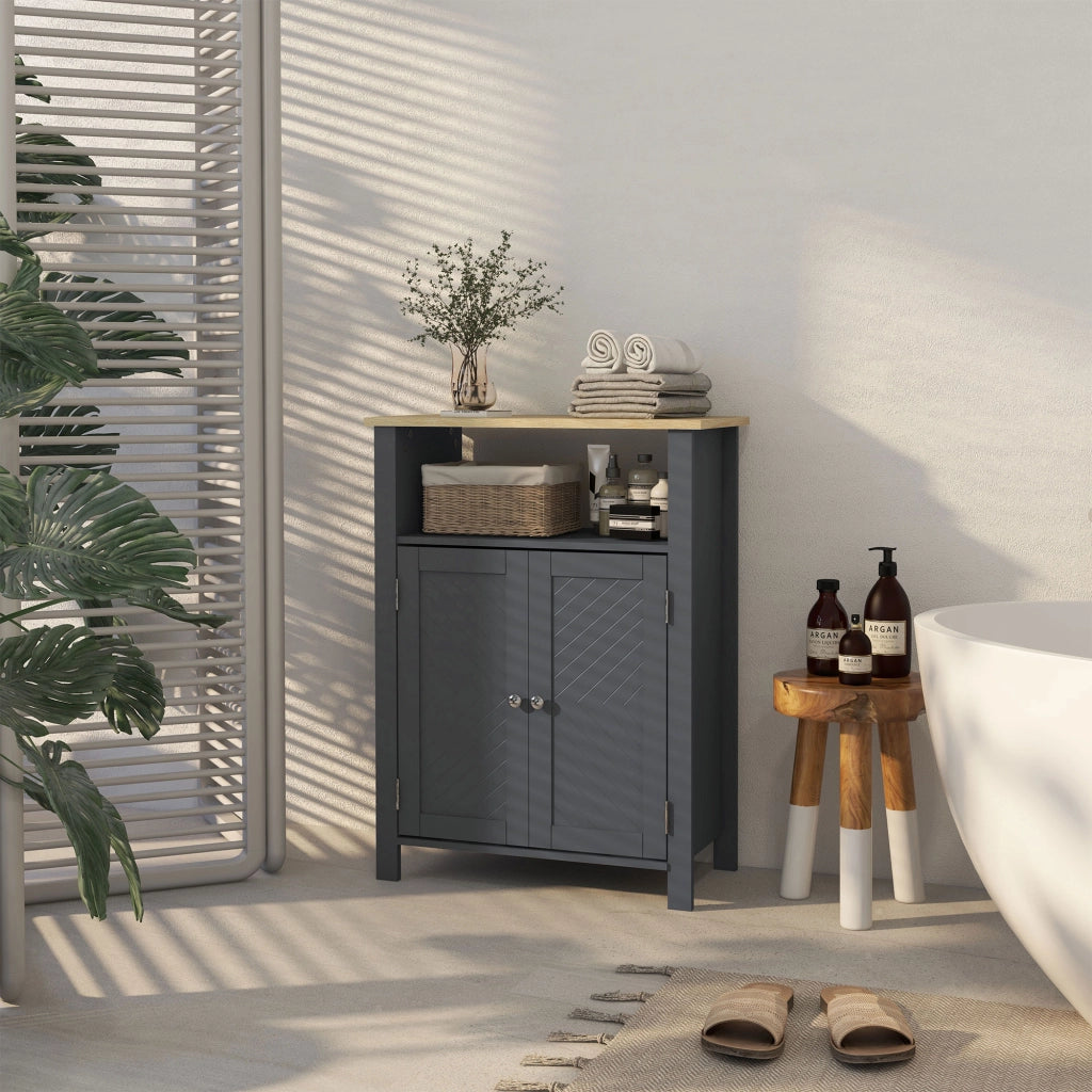 Mobiletto Bagno a 3 Ripiani Regolabili con Ripiano Interno ¨C zephmum ¨C 60x30x80.5 cm