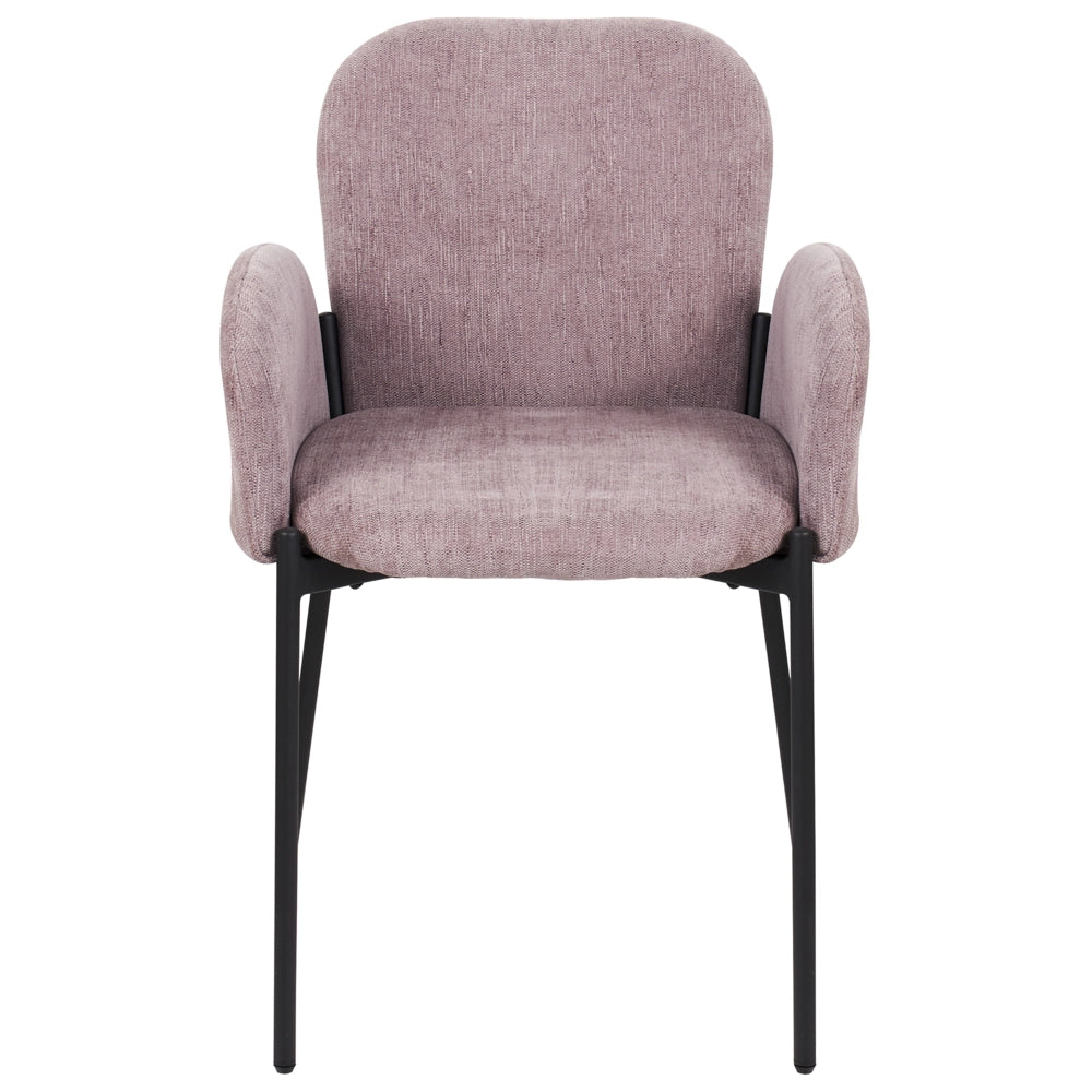 Set di 2 sedie da pranzo in tessuto rosa imbottito con gambe nere Stile retrò Mobili per il soggiorno